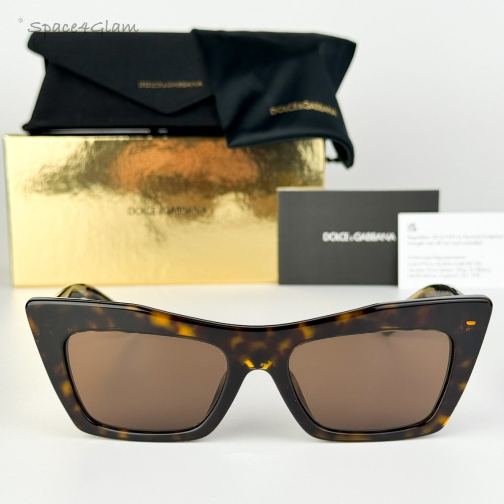 BRAND NEW D&G DG4435 502/73 Havana Dark Brown Cat Eye Women Sunglasses - Picture 4 of 12